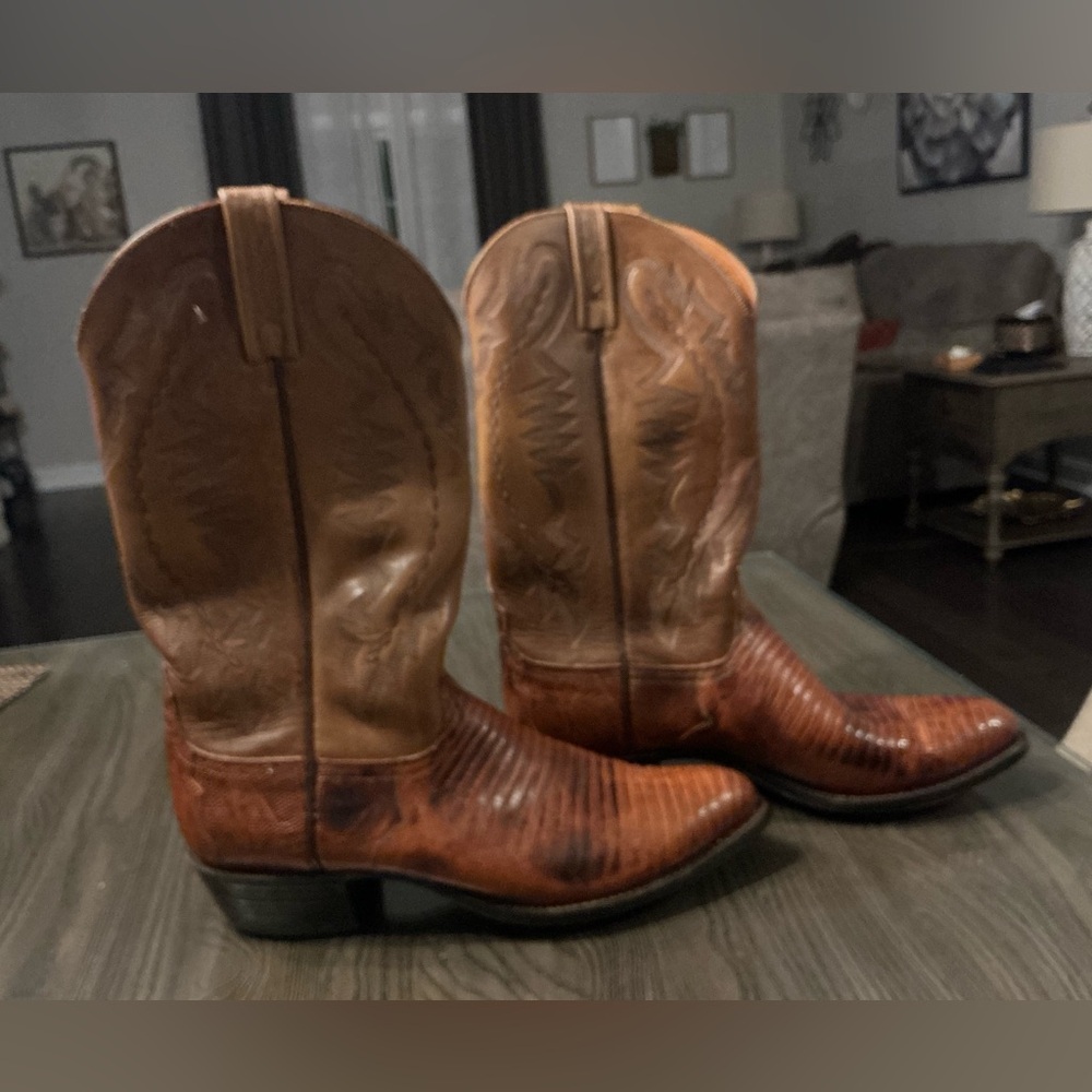 Classic Brown Leather Cowboy Boots